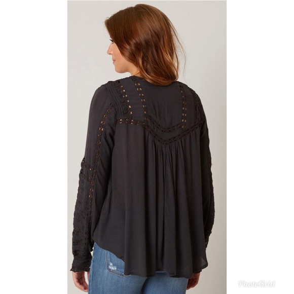 Free People Meet Me Halfway Grey Blouse Small - Picture 2 of 7